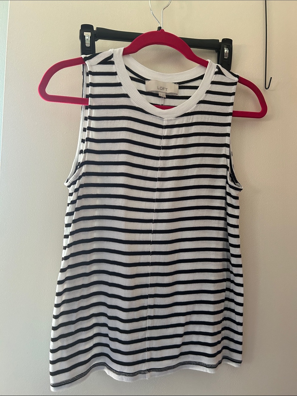 LOFT Black & White Striped Sleeveless Tank
